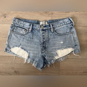 Free People Denim Blue Distressed Women's Shorts 🩳